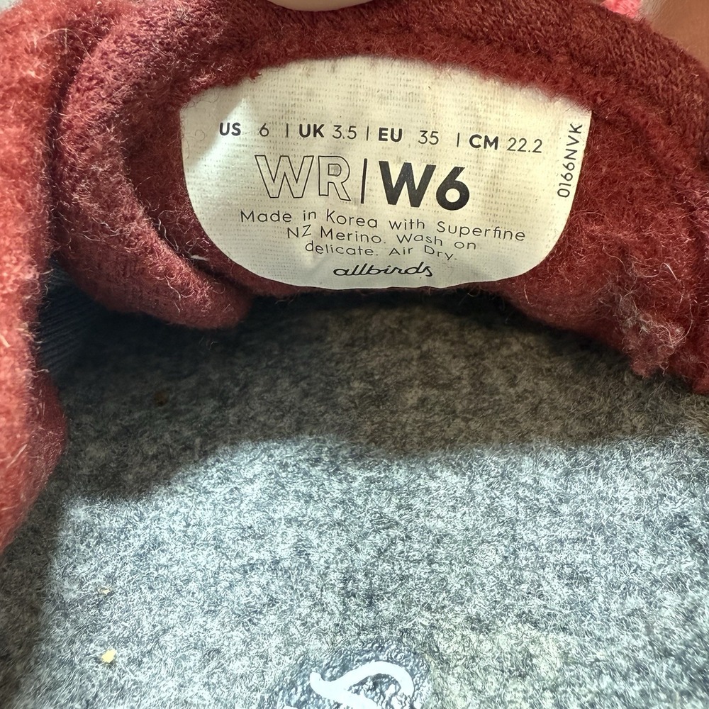 Allbirds Wool Runners Merino WR Athletic Running Shoes Red White Womens Size 6 - Picture 10 of 12